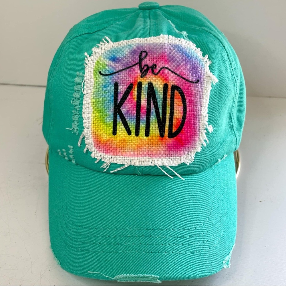 Hand Crafted Teal 'Be Kind' Hat—NWT